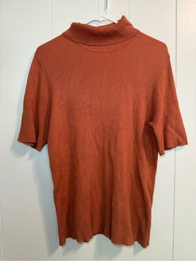 Coldwater Creek Short-Sleeve Size L Turtleneck Sweater Burnt Orange Fall